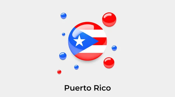 Puerto Rico Bandera Burbuja Círculo Redondo Forma Icono Colorido Vector — Archivo Imágenes Vectoriales