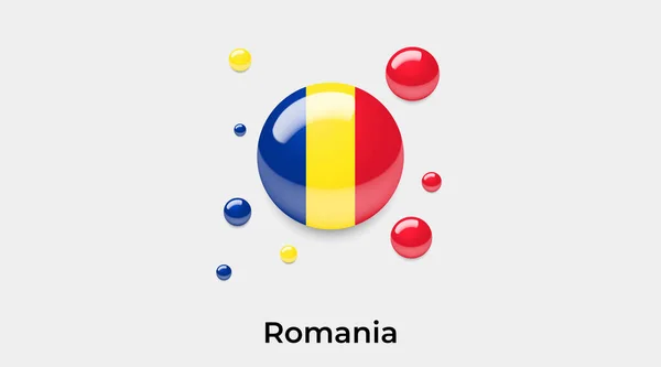 Rumania Bandera Burbuja Círculo Redondo Forma Icono Colorido Vector Ilustración — Vector de stock