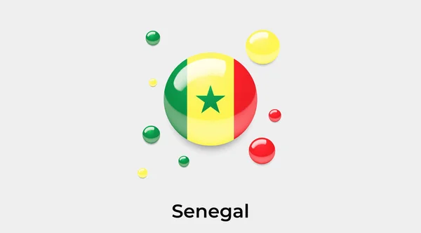 Senegal Flag Bubble Circle Shape Icon Colorful Vector Illustration — Stock Vector