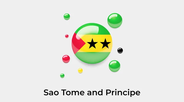 Sao Tome Principe Flag Bubble Circle Shape Icon Colorful Vector — Stock Vector
