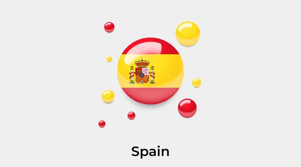 Spanien Flagge Blase Kreis Runde Form Symbol Bunte Vektor Illustration — Stockvektor