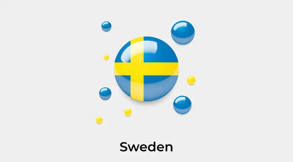 瑞典国旗泡泡圆形图标彩色矢量插图 — 图库矢量图片