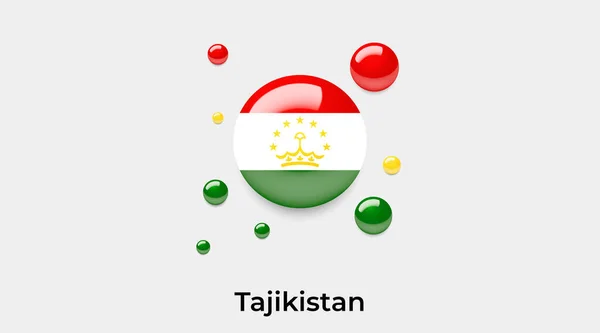 Символ Круга Пузыря Вокруг Фигуры Флага Таджикистана Красочная Векторная Иллюстрация — стоковый вектор