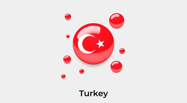 Türkei Flagge Blase Kreis Runde Form Symbol Bunte Vektor Illustration — Stockvektor