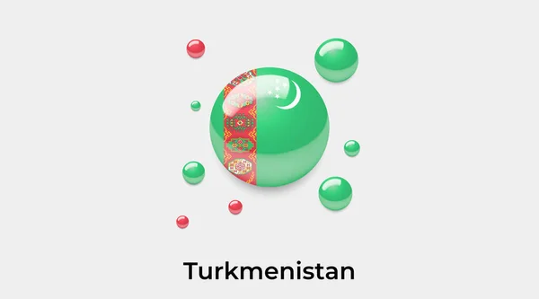 Ilustrasi Vektor Bentuk Bulat Lingkaran Gelembung Turkmenistan - Stok Vektor