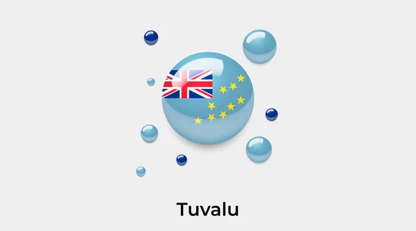 图瓦卢国旗圆圈圆形图标彩色矢量插图 — 图库矢量图片