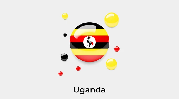 Uganda Flagge Blasenkreis Runde Form Symbol Bunte Vektor Illustration — Stockvektor
