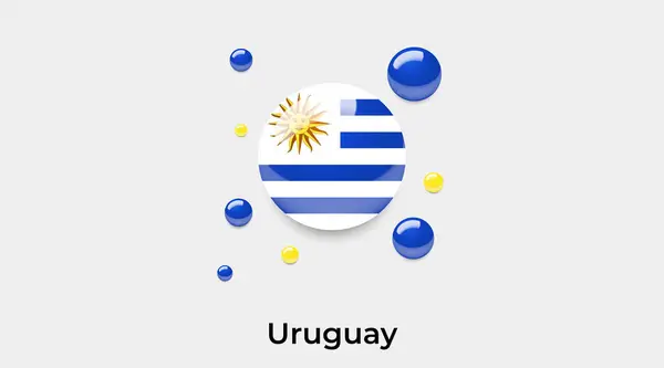 Urugwaj Flaga Bańka Okrągły Kształt Ikona Kolorowy Wektor Ilustracja — Wektor stockowy