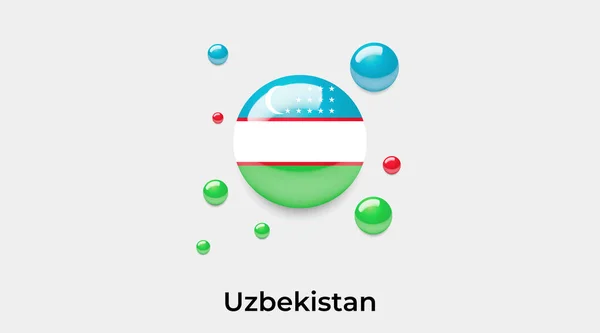 Ouzbékistan Drapeau Bulle Cercle Forme Ronde Icône Vectoriel Coloré Illustration — Image vectorielle
