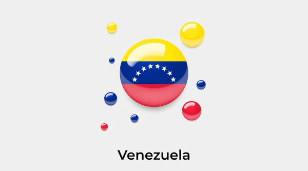 Venezuela Bayrak Baloncuk Dairesi Yuvarlak Şekil Simgesi Renkli Vektör Çizimi — Stok Vektör