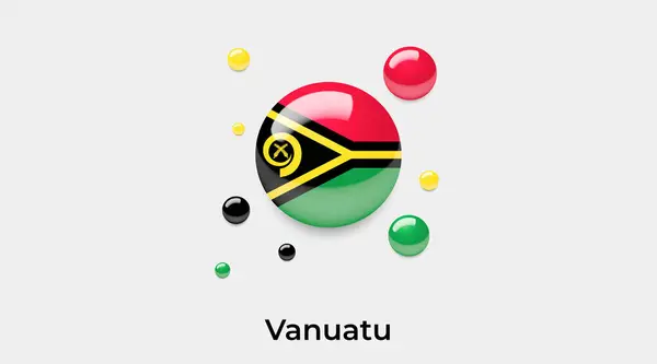Vanuatu Bandera Burbuja Círculo Forma Redonda Icono Colorido Vector Ilustración — Archivo Imágenes Vectoriales