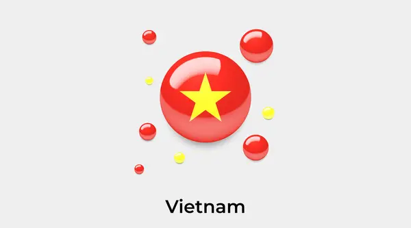 Vietnam Flagga Bubbla Cirkel Rund Form Ikon Färgglada Vektor Illustration — Stock vektor