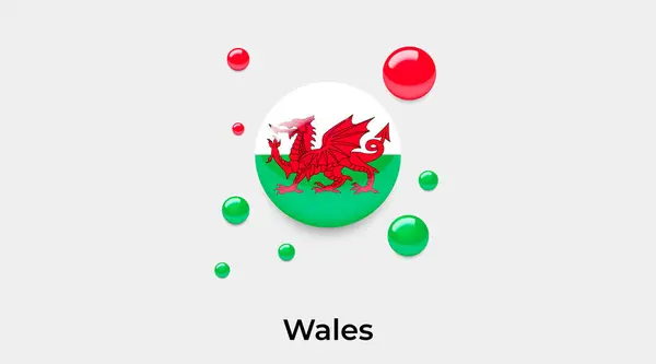 Флаг Уэльса Кружок Круглой Формы Иконка Красочные Векторные Иллюстрации — стоковый вектор