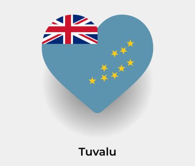 Tuvalu bayrağı kalp şekli ülke vektör illüstrasyonu