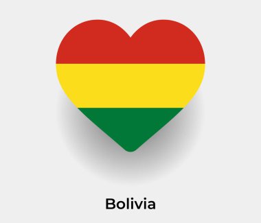 Bolivya bayrağı kalp şekli ülke vektör illüstrasyonu