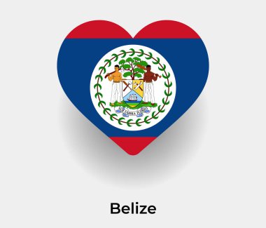Bayrak kalp şekli ülke ikon vektör illüstrasyonunu Belize et