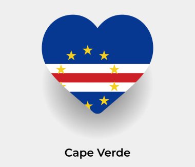 Cape Verde bayrağı kalp şekli ülke vektör çizimi