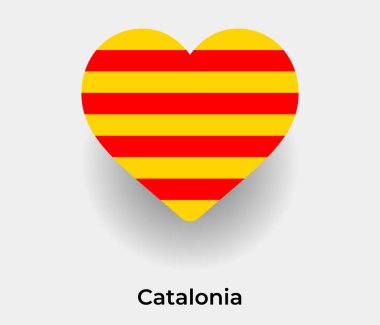 Katalonya bayrağı kalp şekli ülke vektör çizimi