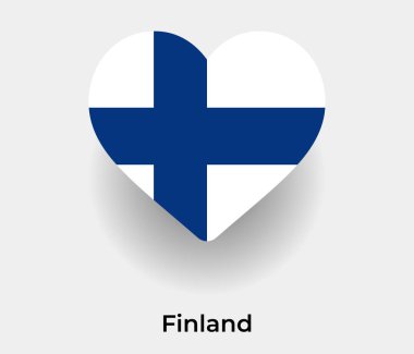 Finlandiya kalp şekli ülke ikon vektör illüstrasyonunu işaret ediyor
