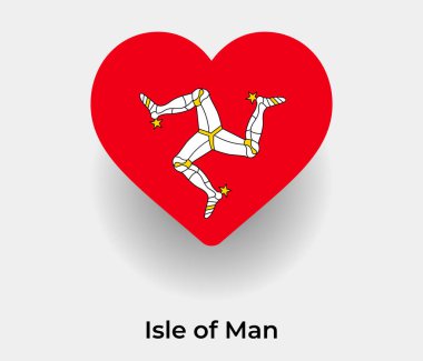 Man Adası bayrak kalp şekli ülke vektör illüstrasyonuName