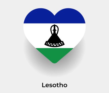 Lesotho bayrağı kalp şekli ülke vektör illüstrasyonu