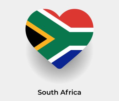 Güney Afrika kalp şekli ülke ikon vektör illüstrasyonu bayrağı