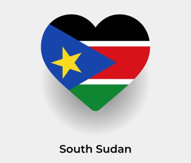 Güney Sudan bayrağı kalp şekli ülke vektör illüstrasyonu
