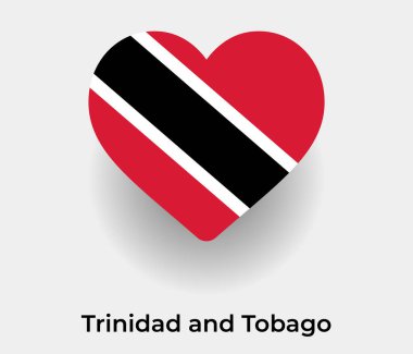 Trinidad ve Tobago bayrağı kalp şekli ülke ikon vektör çizimi