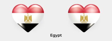 Mısır bayrağı gerçekçi cam kalp ikonu çizimi