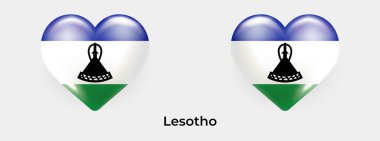 Lesotho bayrağı gerçekçi cam kalp vektör çizimi