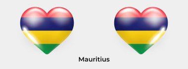 Mauritius bayrağı gerçekçi cam kalp ikonu çizimi