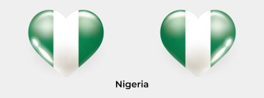 Nijerya bayrağı gerçekçi cam kalp ikonu çizimi