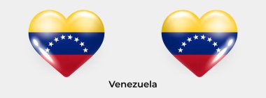 Venezuela bayrağı gerçekçi cam kalp ikonu çizimi