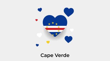 Cape Verde bayrak kalp şekli ek kalp ikonu vektör illüstrasyonu