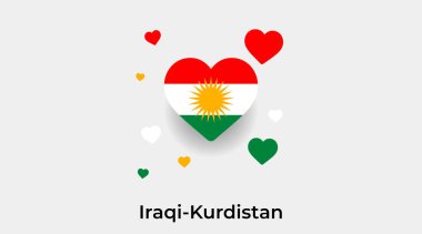 Irak-Kürdistan bayrağının kalp şeklinde ek kalp ikonu illüstrasyonu