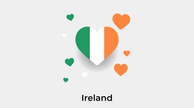 İrlanda bayrak kalp şekli ve ek kalp ikonu vektör illüstrasyonu