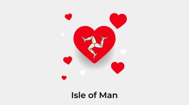 Man Adası bayrak kalp şekli ek kalp ikonu vektör illüstrasyonu