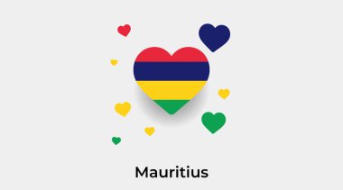 Mauritius bayrak kalp şekli ve ek kalp ikonu çizimi