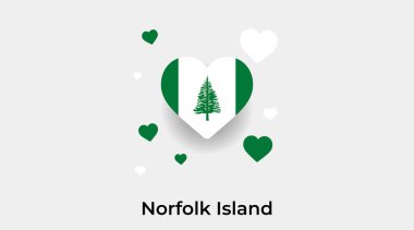 Norfolk Adası bayrak kalp şeklinde ek kalp ikonu çizimi