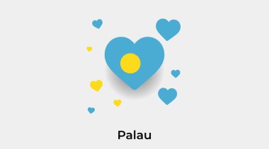 Palau bayrak kalp şekli ve ek kalp ikonu vektör illüstrasyonu