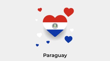 Paraguay bayrak kalp şekli ve ek kalp ikonu vektör illüstrasyonu