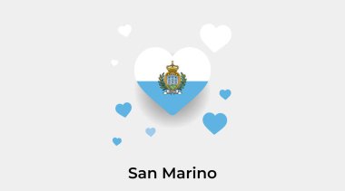 San Marino bayrak kalp şekli ve ek kalp ikonu çizimi