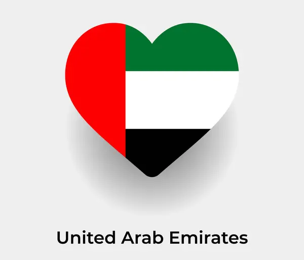 Emirati Arabi Uniti Bandiera Forma Cuore Paese Icona Vettore Illustrazione — Vettoriale Stock
