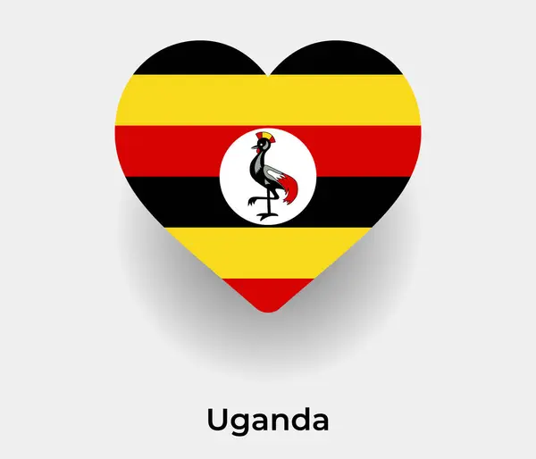 Uganda Flagga Hjärta Form Land Ikon Vektor Illustration — Stock vektor