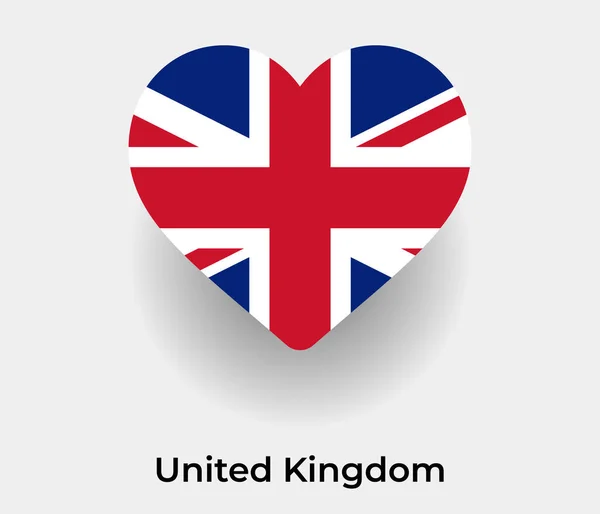 Wielka Brytania Flaga Serce Kształt Kraju Ikona Wektor Ilustracja — Wektor stockowy