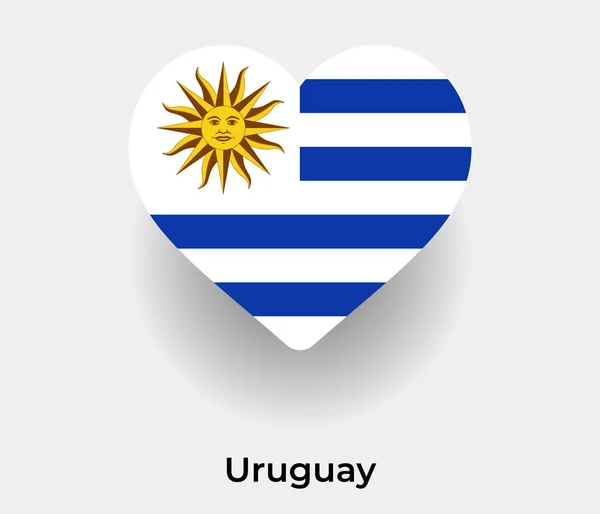 Uruguay Bandiera Forma Cuore Paese Icona Vettore Illustrazione — Vettoriale Stock