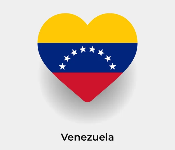 Venezuela Bayrağı Kalp Şekli Ülke Vektör Çizimi — Stok Vektör