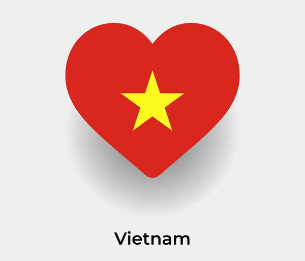 Vietnam Vlajka Srdce Tvar Země Ikona Vektor Ilustrace — Stockový vektor