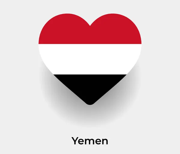 Yemen Kalp Şeklindeki Ülke Ikon Çizimi Bayrağı — Stok Vektör
