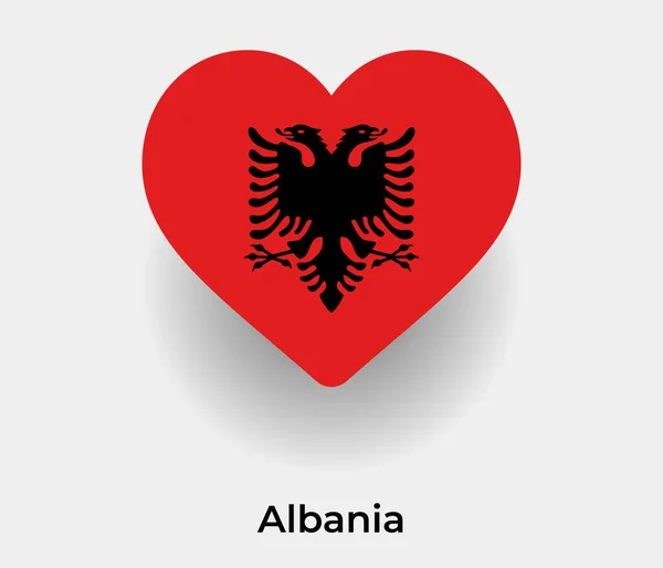 Albanien Flagge Herz Form Land Symbol Vektor Illustration — Stockvektor
